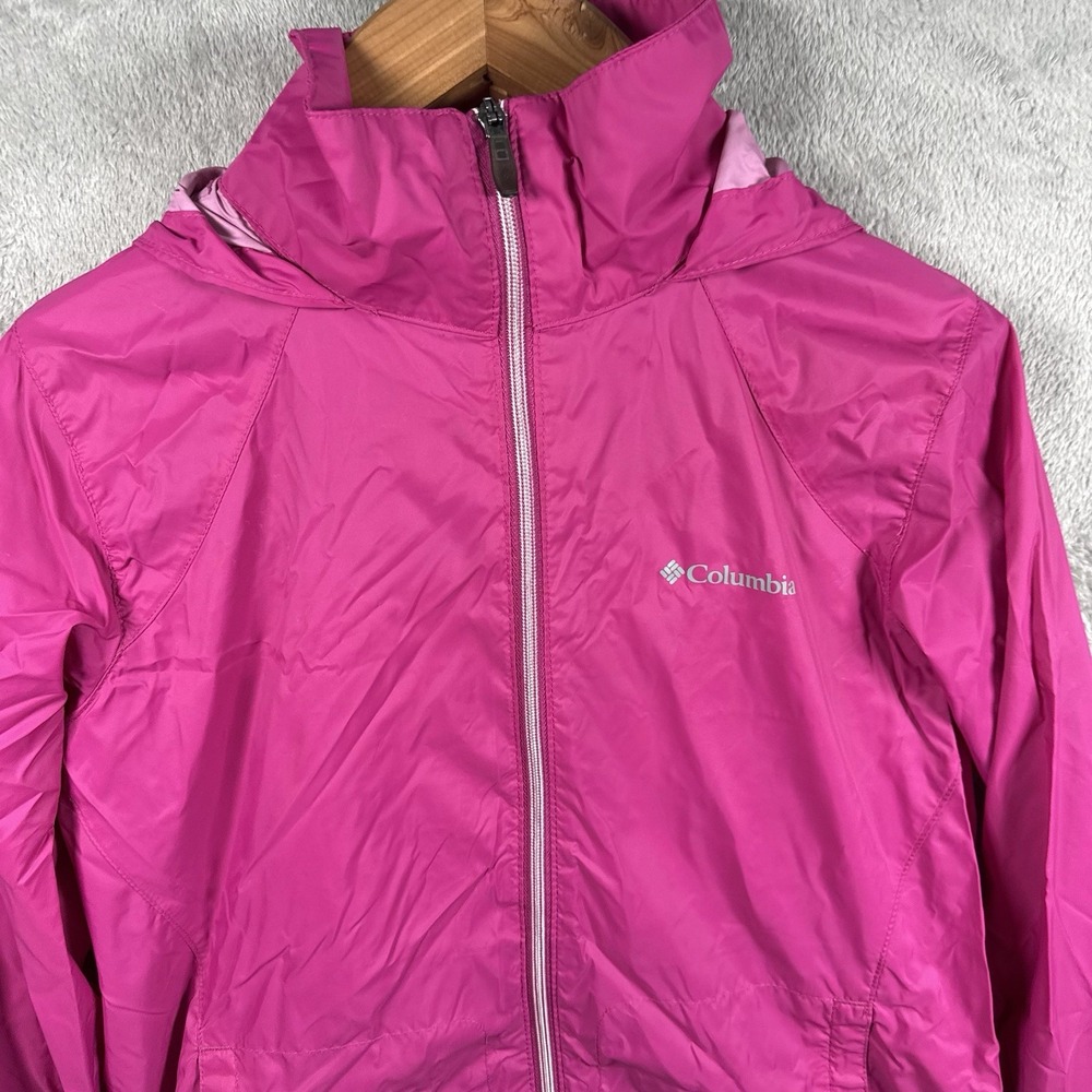 Columbia Switchback III Rain Jacket Womens L Pink Packable Hooded Windbreaker - Picture 3 of 8